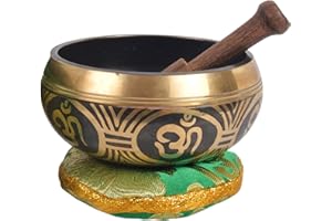 BERMONI Tibetan Singing Bowl with Carved Sanskrit"Om" Symbol. For Meditation and Mindfulness (SING1048-S)