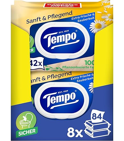 Tempo Calendula Chamomile Wet Toilet Tissues Duo Pack 2 Packs of  
