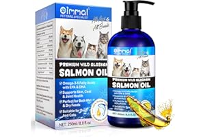 ZIXAOK Huile de poisson pour chien d'Alaska, huile de saumon sauvage pour chiens et chats (8,8 oz) - Acides gras oméga-3-6 avec EPA et DHA - Soutien de la santé de la peau, du pelage et des articulations
