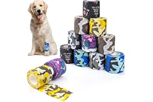 twirush 12 Rollen Selbstklebende Bandage für Haustiere, Multifunktion Haftbandage Tierverband Hand Reißen Wasserfest Elastische Fixierbinde, Wrap Klebeverband für Menschen Haustiere (5cm x4,5 m)