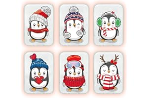 ‎ILUANE Handwärmer Kinder Set：6 Faszinierende Taschenwärmer mit süßen Winter Weihnachten Pinguin Motiven, Handwärmer Knicken Wiederverwendbar für langanhaltende Wärme unterwegs
