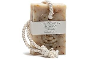 THE CLOVELLY SOAP CO. Clovelly Soap Co Natural Handmade Soap on a rope Bar (Lavender, 100g) For all skin types.