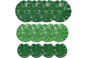 BOHUIZ 12Pcs Lily Pads for Ponds, Artificial Floating Foam Lotus Leaves Realistic Water Lily Pads Foliage Pond Decor for Pool Koi Fish Patio Aquarium Outdoor Ponds