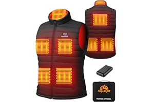 HILLSLTR Gilet Chauffant Homme avec Batterie 20000mAh 7.4V, Veste Chauffante avec 8 Zones de Chauffage et 3 Niveaux de Chaleur, Gilet Chauffant Électrique pour Activités en Plein Air