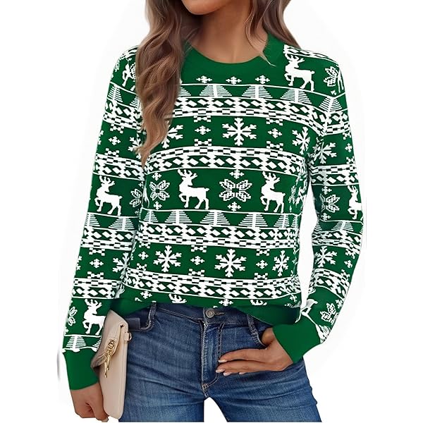Ronde Hals Wintertrui Feestdagen Kersttrui Voor Dames, Sweater, Top Voor De Winter, Ronde Hals, Geribbeld, Grappige Kerstelementen, S Foute Kersttrui Dames