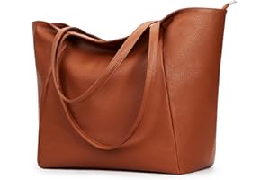 KALIDI Sac à main pour femme - En cuir synthétique - Grand sac à bandoulière avec fermeture éclair - Pour le travail, le shopping, l'école