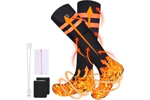 KITYHOME Calzini Riscaldanti Elettrici, Calze Riscaldate Ricaricabili da 3,7V/4000mAh con 4 Temperature, Calzini Riscaldati Lavabili per sci/bicicletta/campeggio/pesca, Unisex per uomo/donna (EU) 36-46