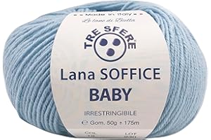 FILATI ITALIANI gomitoli di lana Soffice Baby 50g - 175 metri 50% lana e 50% dralon per capi morbidi e alla moda (BABY, celeste - 19)