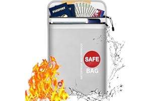 XOCOME Feuerfeste Tasche, Zwei Taschen, Feuersichere Wasserabweisend Dokumententasche 38.5 x 28.5 cm, Set mit Reißverschluss, feuerfeste sichere Aktentasche für Geld, Dokumente, Schmuck und Reisepass