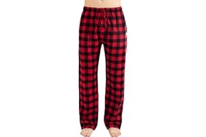 JTPW Men's 100% Cotton Flannel Comfortable Pajama/Lounge Bottoms with Pockets - Plaid, Relaxed Fit, Drawstring Waist, Sizes S-XL, Inseam 30/31