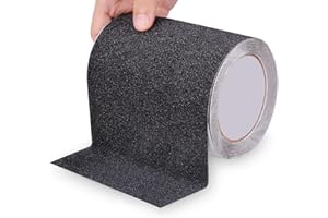 OQingluan Anti Slip Tape for Steps, 15cm*5m, Anti Slip Adhesive Tape, Non Slip Tape Outdoor Waterproof, Heavy Duty Traction, Prevent the Elderly, Children and Pets from Slipping, Black