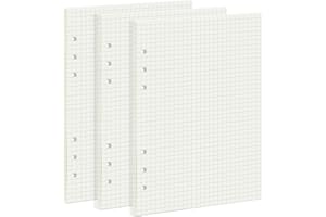 OVISEEN 135 Arkuszy Planner Papier Uzupełniający 5 mm Kwadratowe Wkładki Papier A5 6 Otworów Segregator Siatka Notatnik do Dziennika Dzienników Bullet Filofax (8,26 x 5,59 cala)