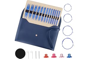 BLSFXROE Rundstricknadel Set Austauschbar, 13 Paare, 3-10 mm, Professionelles Strickzubehör Set für Anfänger & Erwachsene, Einfache Bedienung, Stricker Geschenk Rot（Blue）