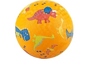 sigikid 43084 Kautschuk Ball Dino, orange, bunt, griffig, ab 1 Jahr, Naturkautschuk