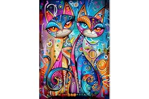 EOBROMD Diamond Painting Kit Completo Gato, Animal Pintura de Diamante Adultos, Punto de Cruz Diamante, Cuadro Diamante Art Rhinestones Bordado para Decoración Hogar 30x40 cm