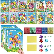 HGRGHH Kit Mosaico Bambini, 12 Pezzi Kit Mosaico Adesivo, Mosaici per Bambini, Mosaico Adesivo Arte Appiccicoso, Mosaico Fai Da Te, Mosaici Adesivi per Bambini, Adesivi 3D Fatti a Mano