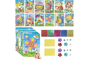 Wishstar Zestaw 12 sztuk mozaiki dla dzieci, zestaw do samodzielnego wykonania mozaiki, obrazy zwierząt, kreatywny zestaw rękodzieła