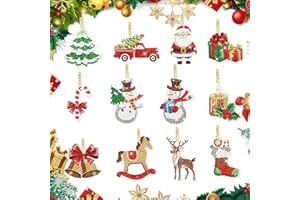 LEZED 12 Piezas Pintura Diamantes Colgante Kit, Llavero Pintura Diamantes Papá Noel, Alluring Llaveros Pintura Diamantes Navidad, Para Niños Adultos Decoración Navideña,Navidad Creativa Hecha Mano Regalo.