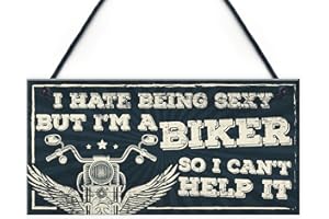 Red Ocean Motorbike Biker Cycle Hanging Plaque Man Cave Garage Workshop Sign Gift For Men Dad Grandad Gift