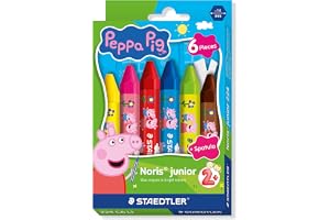 STAEDTLER Noris junior vaxkritor Peppa Pig 6-pack – tjocka kritor för att färglägga stora ytor och kreativa målningstekniker – för små barnhänder