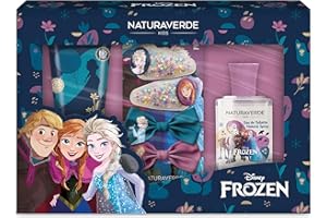 NATURAVERDE FROZEN | Frozen Gift Set, Profumo 30ml + Bagnoschiuma 100ml + Mollette Glitter - Set Elegante e Divertente per la Cura dei Più Piccoli
