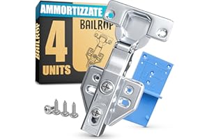 BAILROP Cerniere Ante Cucina e Armadi Ammortizzate 35 mm – Sormonto Totale 110° (4 Pezzi) – Cerniere Mobili Cucina e Sportelli a Scodellino