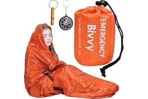 Makoto Nobu Saco de Dormir de Emergencia, Saco de Dormir de Supervivencia de Emergencia con Silbato y brújula, Tienda de Rescate para Exteriores para Camping, Senderismo, Aventura al Aire Libre