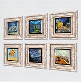 Pinecone Stone Van Gogh Taş Duvar Tablosu - &Ccedil;er&ccedil;eveli Taş Tablo - Dekoratif Duvar Sanatı - Modern Ev ve Ofis Duvar Dekoru T6-