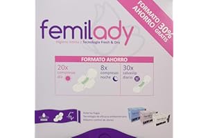 Femilady Pack 20 Compresas D–A, 8 Noche Y 30 Salvaslip Femi 100 ml