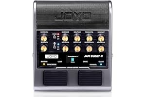 JOYO 10W Electric Guitar Combo Amp Multi-Effects Pedal Portable Amplifier with Footswitch,14 Amp Models,3-Band EQ,36 Drum Patterns & Looper,OTG Recording,Bluetooth for Practice(JAM Buddy II, Grey)