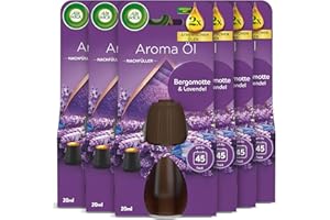 ‎AIR WICK Air Wick Aroma-Öl Flakon Nachfüller – Duft: Bergamotte und Lavendel – Floraler Wohnungsduft mit ätherischen Ölen – 6 x 20ml Duftöl Set