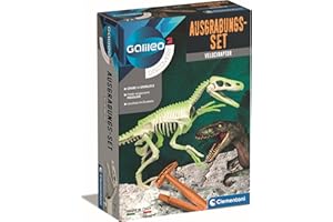 Clementoni Galileo Discovery zestaw do wykopalisk Velociraptor, zabawka dla dzieci od 7 lat, do kopania skamieniałości dinozaurów młotkiem i dłutem, dla małych badaczy od Clementoni 59174