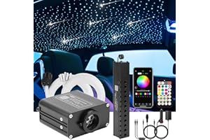 CHINLY Cielo stellato in fibra ottica per auto/soffitto, scintillio 16W Bluetooth RGBW APP/Kit plafoniere in fibra ottica LED cielo stellato remoto (Meteor+550pcs*0.75mm*3m)