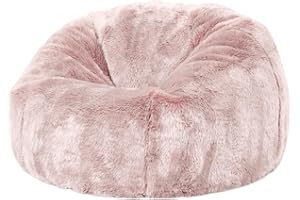 icon Kingston Faux Fur Fluffy Kids Bean Bag, Pink, Fluffy Kids Bean Bag Chair with Filling Included for Girls and Boys, Childrens Chair, Beanbags for Children, Playroom Décor, Bedroom Accessories