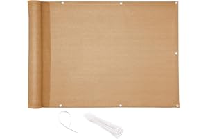 CelinaSun Brise-Vue Balcon 0,9 x 5 m HDPE Beige Sable Brise-Vue pour Balcon paravent bâche Jardin Balcon œillets Serre-câbles résistant aux intempéries