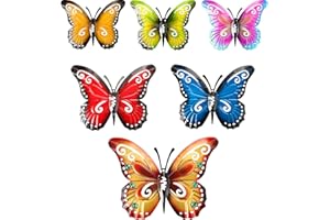 BLULU 6 Pezzi Farfalla in Metallo Arte della Parete Farfalle in Metallo Scultura da Parete con Farfalla da Appendere a Parete Ispirata in 3 Misure per Interno e Esterno Decorazione Domestica, 6 Colori