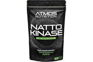 ATMOS NUTRITION Nattokinase - 2000FU / 100mg per Capsule - 6 Month's Supply - High Strength Capsules! - Cardiovascular, Circulation, and Heart Support Enzyme Supplement - Non-GMO & Made in The UK