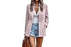 Jhsnjnr Women's Jackets Open Front Casual Business Office Cardigan Blazers Long Sleeve Stand Collar Outwear Coats