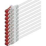 10m - Blanc - 10 pièces - CAT6 Câble Ethernet Set - Câble Réseau RJ45 10/100 / 1000 Mo/s câble de Patch LAN Câble |Cat 6 S-FTP PIMF 250 MHz Compatible avec Cat 5 / Cat 6a / Cat 7