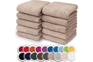 NatureMark Set da 10 panni in spugna per viso e mani – 100% cotone, morbidi e assorbenti – 30×30 cm, Sabbia/Beige