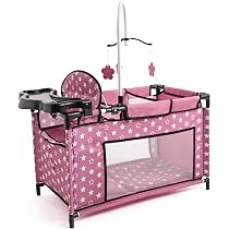 Letto Per Bambole Bayer Design Con Seggiolone E Armadio - Multifunzione, Nero E Rosa, Con Accessori