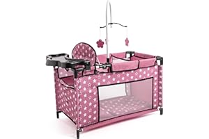 Bayer Design 62676AA Puppenbett mit Schrank, Sitz, Mobile, Ablage, Bettdecke, Kissen, Puppenzubehör