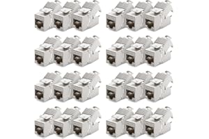 deleyCON 24x Module Jack CAT6a Keystone Câble de Brassage Câble Réseau Connecteur STP Blindage Prise Réseau RJ45 Panneau de Brassage Support Keystone Extension