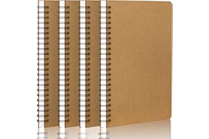 Yarotm Cuaderno Cuadriculado A5 Pack 4 Libretas Espiral Colegio a5 Cuadrícula 5mm - Cuadernos para Escribir, 60 Hojas, Portada Color Kraft - Cuadernos de Anillas