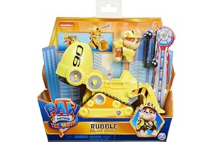 PAW PATROL Pat Patrouille Le Film - Bulldozer de Construction Pat Patrouille - Véhicule de Secours avec Fonction Transformation, Lance-Projectiles et Figurine Amovible Ruben - 6061908 - Jouet Enfant 3 Ans et +