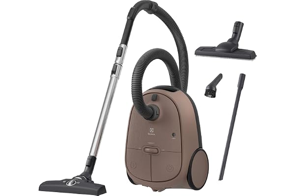 Dammsugare Clean 600 EB61C3WBL, Tystgående 73 dB, Smidig dammsugning, Kraftfull prestanda, Lättanvänd och effektiv, Extra stora hjul, 12m räckvidd, Walnut