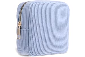 Aeaocvo Sztruksowe przechowywanie tamponu, pogrubione wiązanie, kieszeń z zamkiem błyskawicznym, higieniczna torba na podpaski higieniczne, torba na podpaski i tampony, w podróży, niebieski