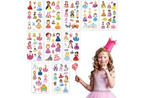 DOKEI 100 piezas Tatuajes Temporales Princesas Tatoos Infantiles Pegatinas de Tatuajes Impermeables Calcomanias Tatuajes para Niñas Cumpleaños Regalos Día del Niño