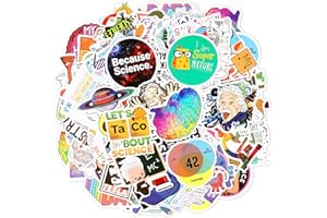 Qpout 100PCS Adesivi per Laboratorio Scientifico Confezione di Adesivi per Esperimenti di Chimica Fisica senza Ripetizione Adatto per Studenti Adolescenti Insegnante Borraccia Computer Notebook