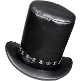 W WIDMANN MILANO Party Fashion Leather Effect Top Hat | 25 cm Adult Hat Accessories Costume Accessories for Carnival and Them
